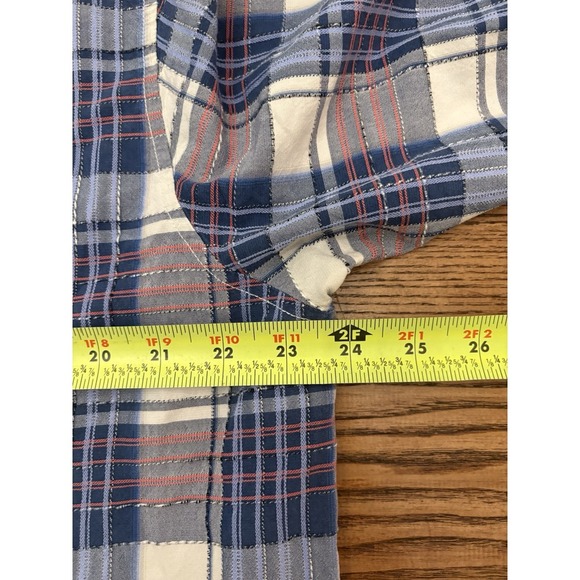 Tommy Bahama Men's XL‎ Original Fit Blue Plaid Silk Short Sleeve Button Shirt - Picture 4 of 7